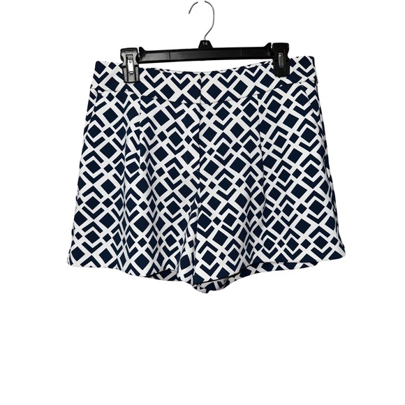 Ann Taylor Women Shorts 6 Navy White Geometric Dressy Casual Day Out Tennis Golf - Picture 1 of 9